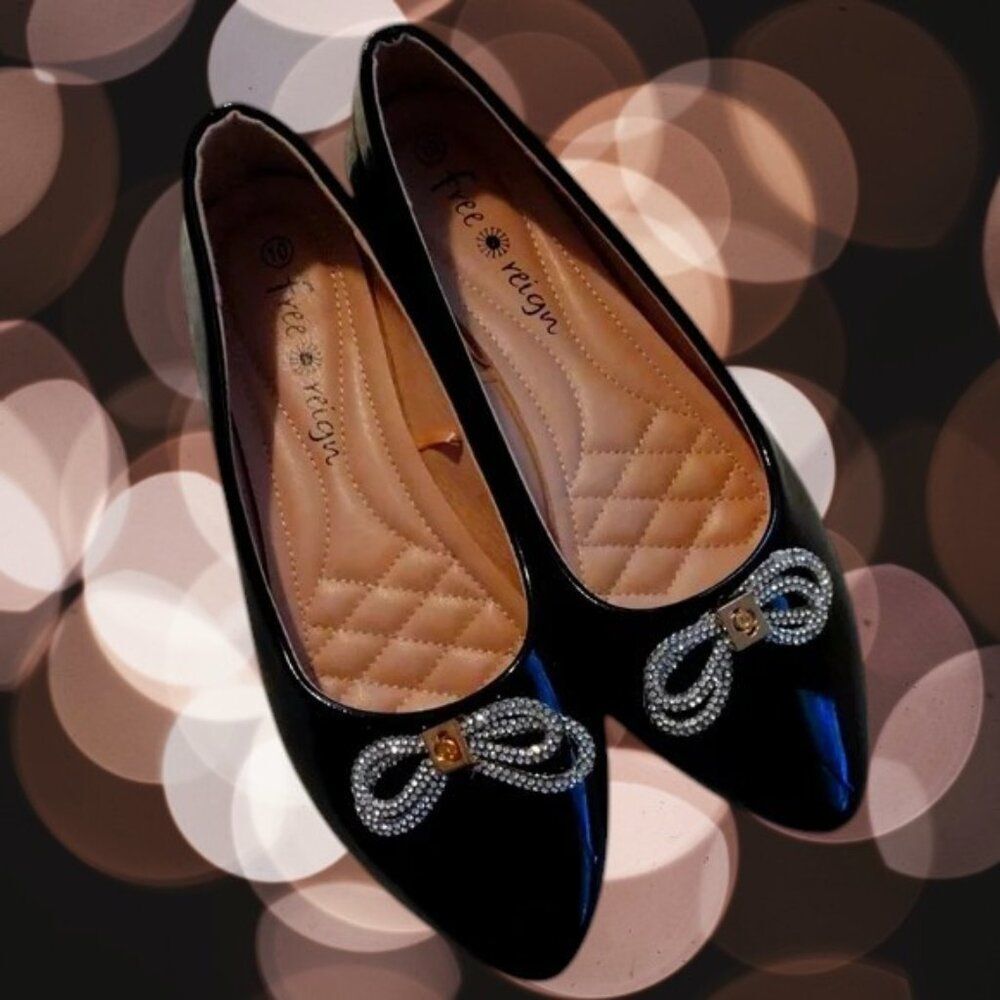 Look At Me! Rhinestone Bow Ballerina Flats